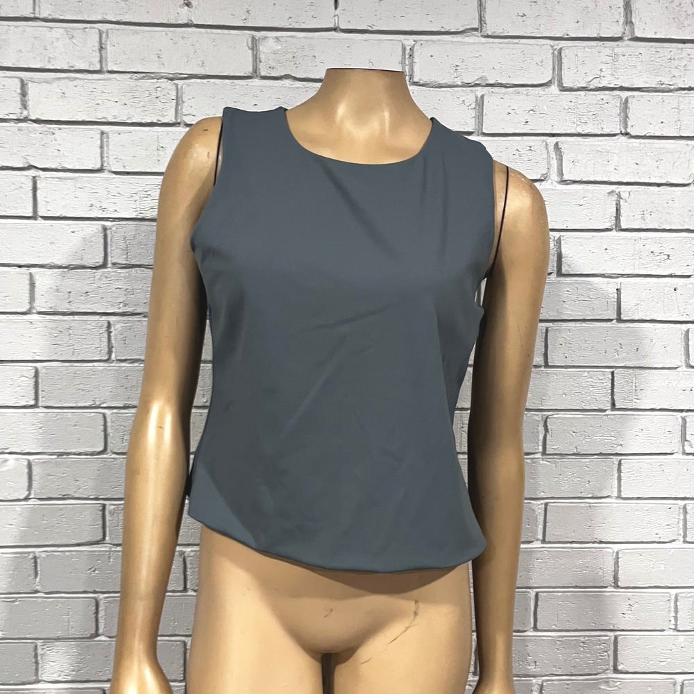 Open Edit Womens XL Slate Blue Sleeveless Crew Neck‎ Tailored Tank Top Blouse